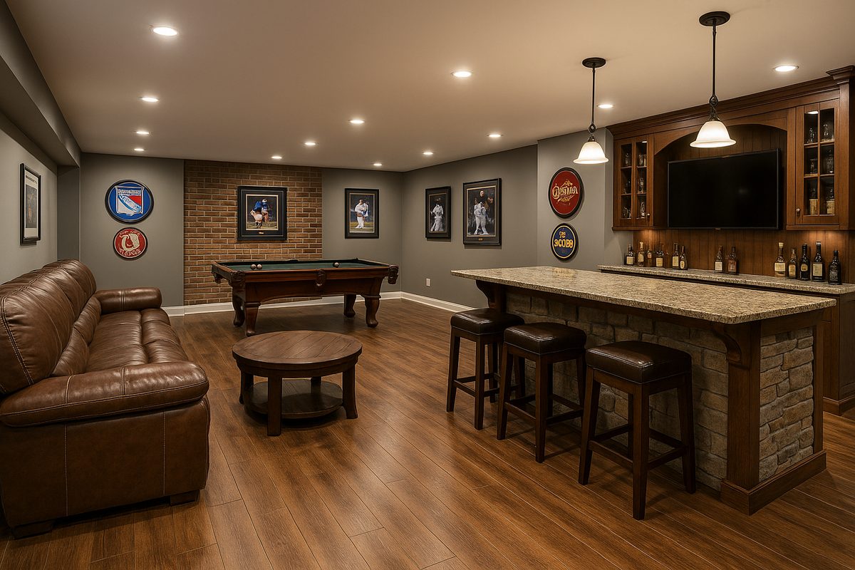 Basement Bar and Game Room – Sunderland, MD | Davis Construction