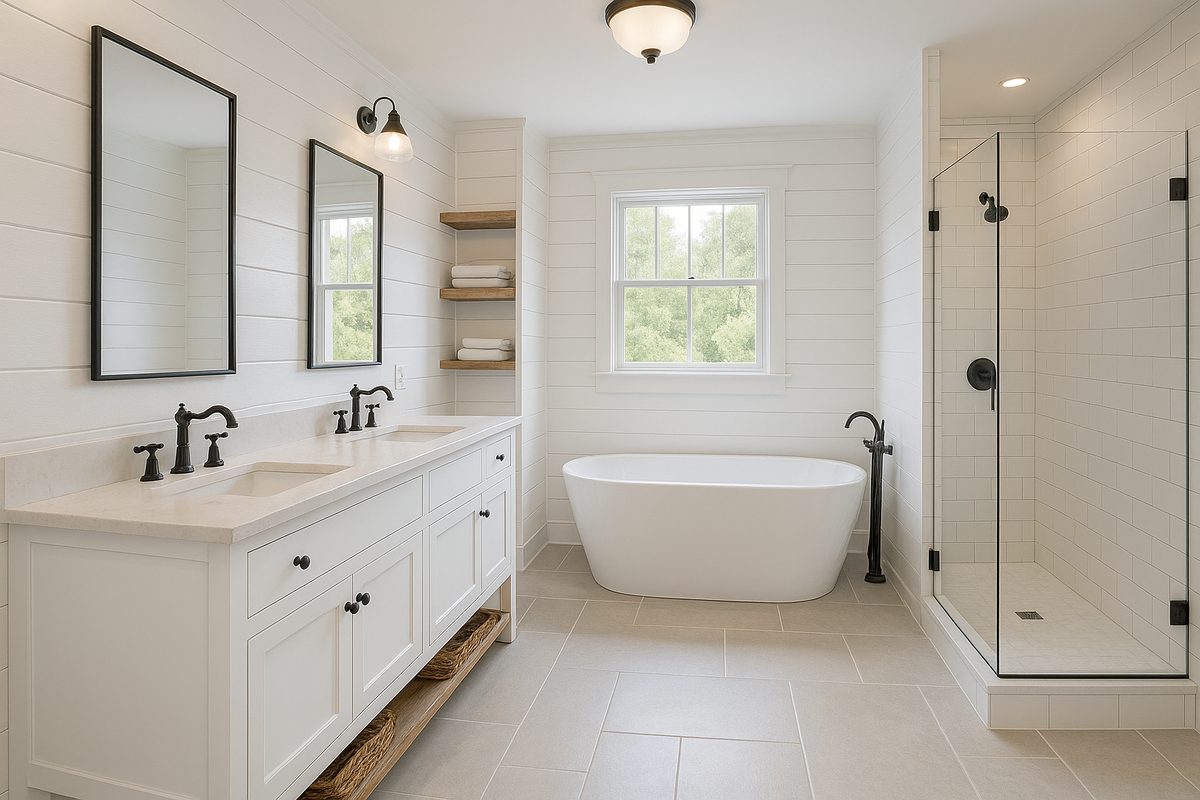 Bright White Bathroom Remodel – Mechanicsville, MD | Davis Construction