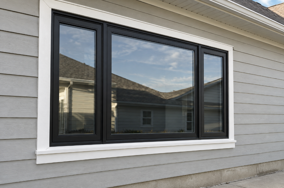 Windows and Doors Calvert County MD | Davis Construction Black-frame replacement windows installed by Davis Construction & Home Improvement in Calvert County, MD